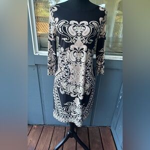 Haani Black and Cream Long Sleeve Dress